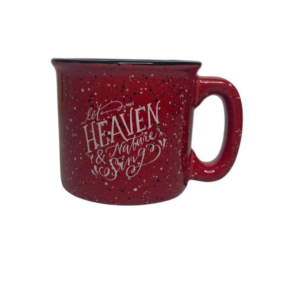 Coffee Hot Chocolate Mug Cup Red Let Heaven and Nature Sing Christmas Red - Picture 2 of 5